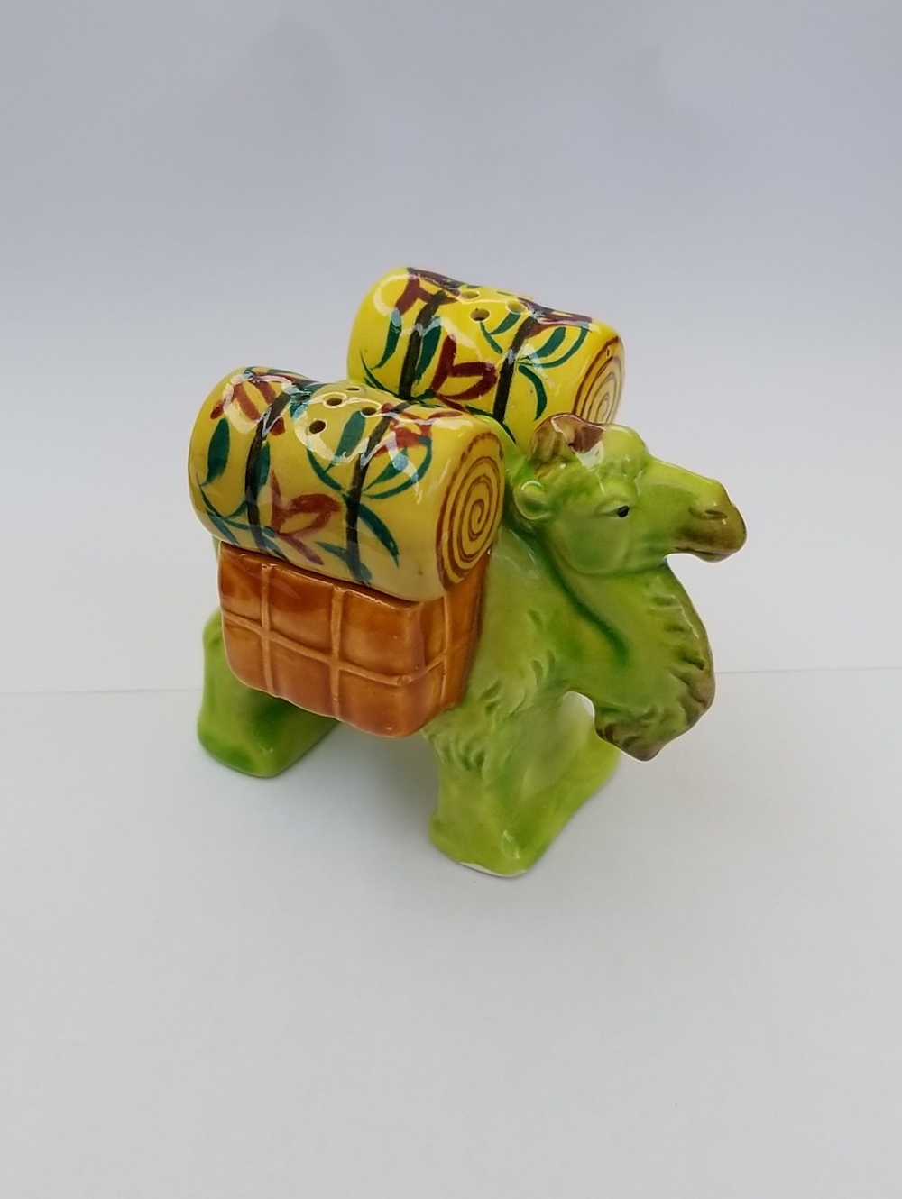 Vintage Green Ceramic Camel Salt And Pepper Shaker